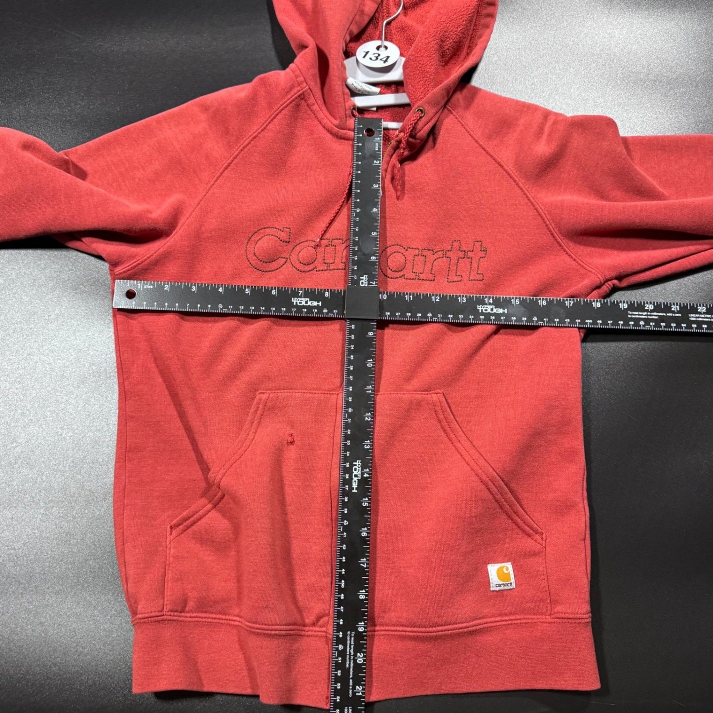 Carhartt Womens Size S Full Zip Hoodie Y2K Sweatshirt Berry Red Spellout