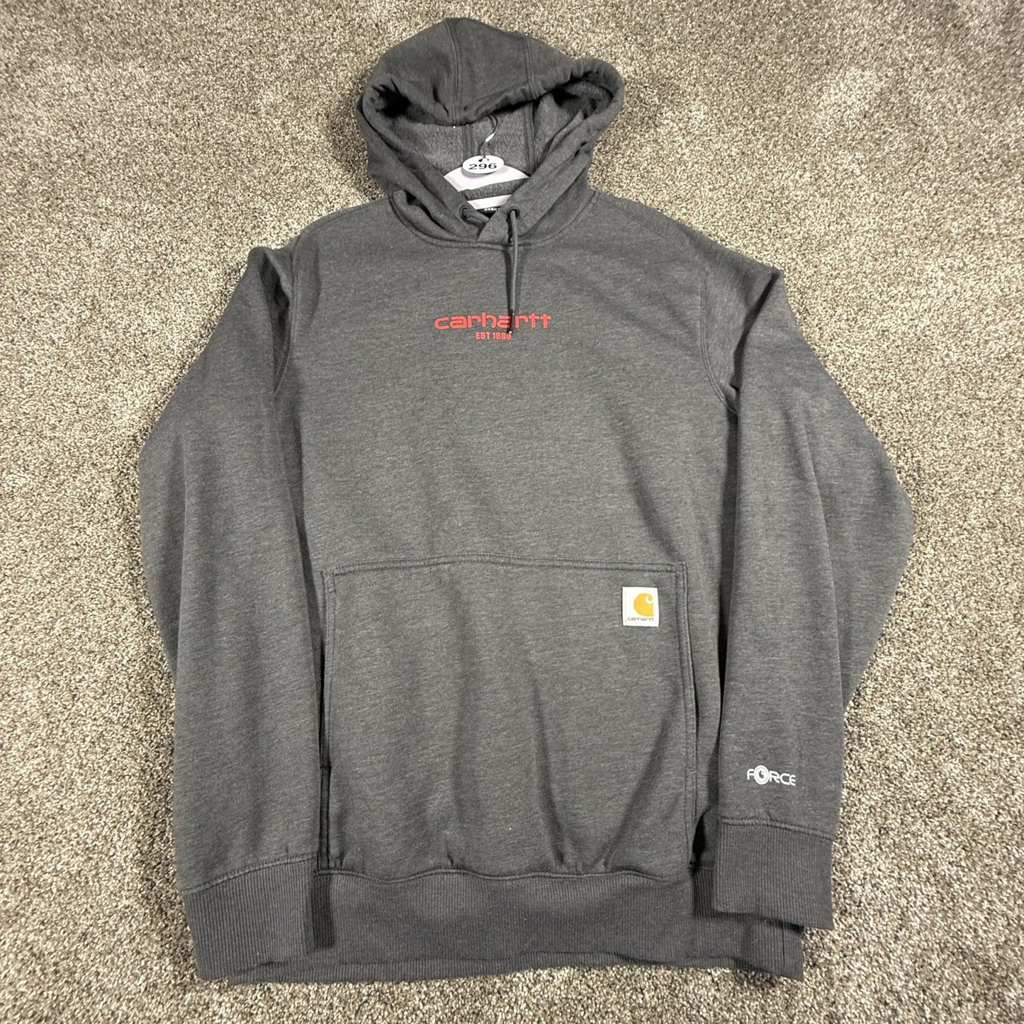 Carhartt Mens Hoodie Size M Gray Force Relaxed Fit Pullover Sweatshirt