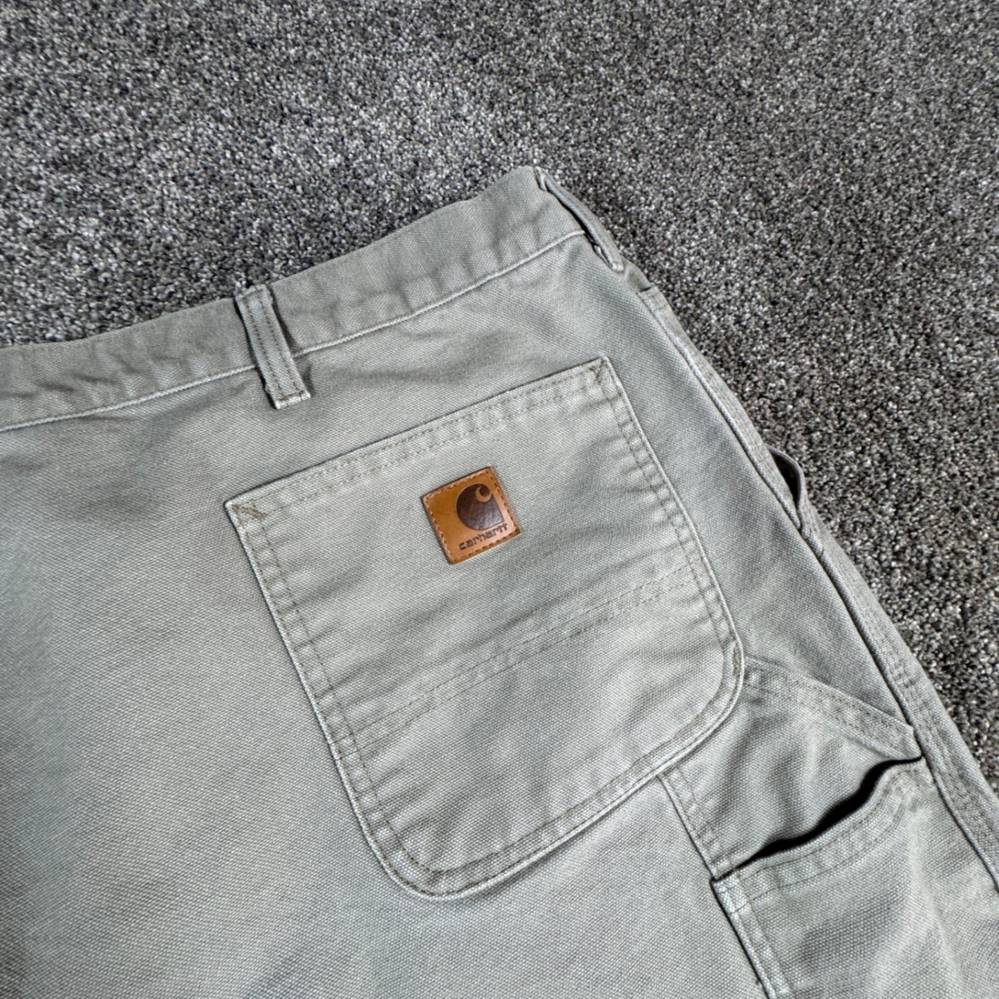 Carhartt Mens Work Pants Carpenter Dungaree 44x30 Khaki Cotton Canvas