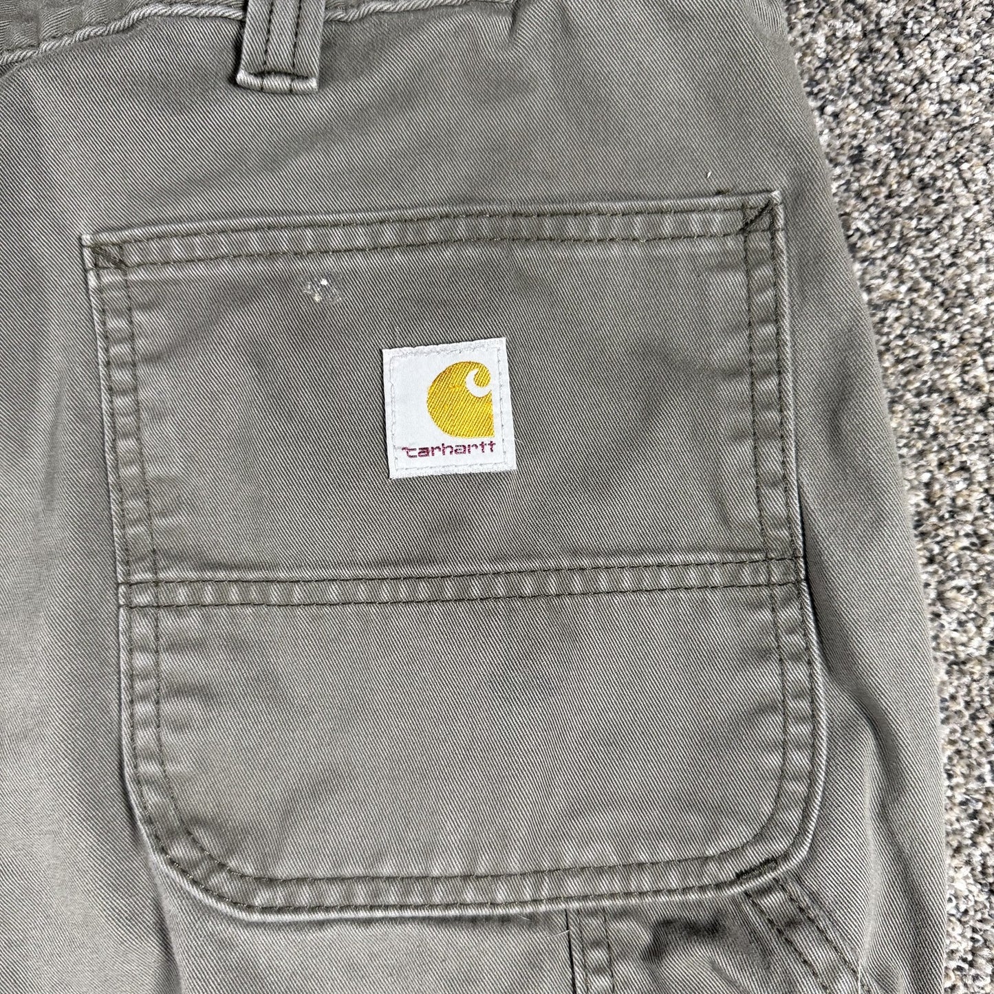 Carhartt Mens Work Pants 44x30 Relaxed Fit Green Cotton Canvas Workwear