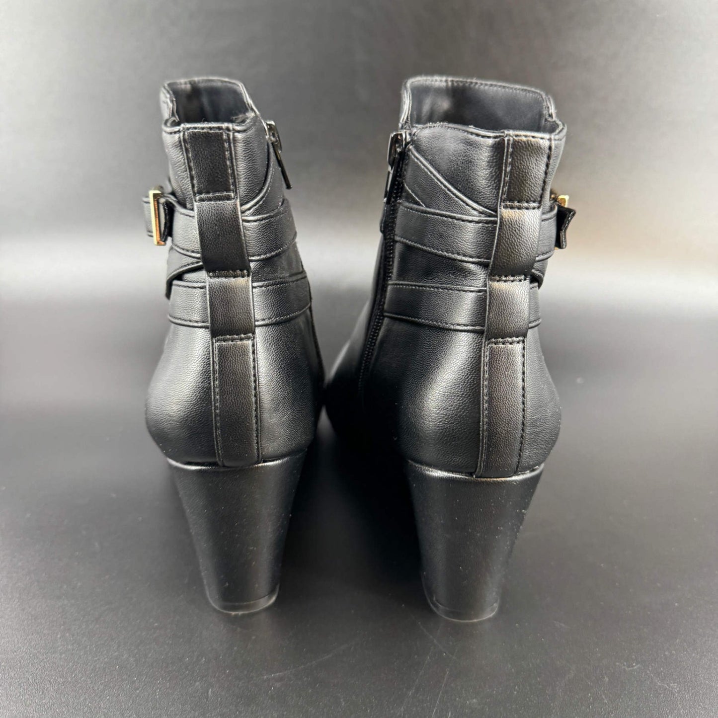 LifeStride Womens Gio Ankle Boots Booties Size 10 M Black Wedge Heel Side Zip