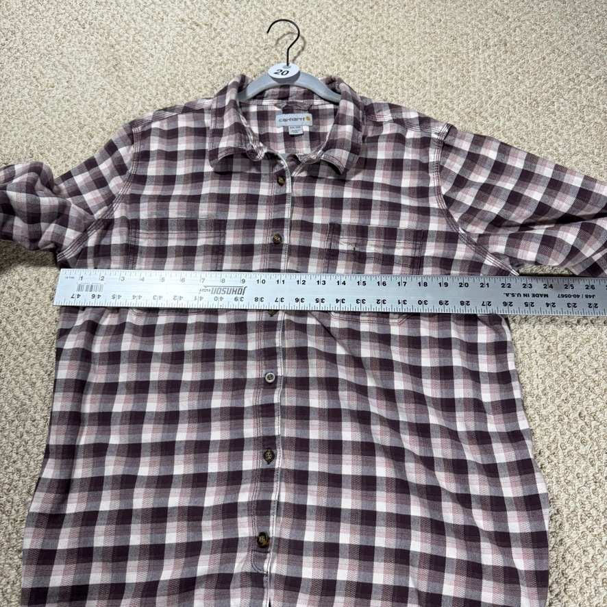 Carhartt Womens Plaid Flannel Shirt Size XXL 20 Purple Burgundy Button Up