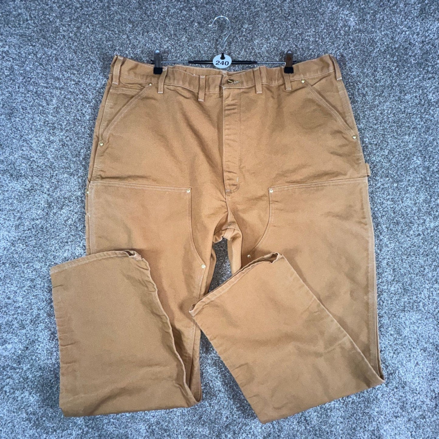 Carhartt Mens B01 Double Knee Work Pants Dungaree Fit 44x34 Brown Cotton Duck