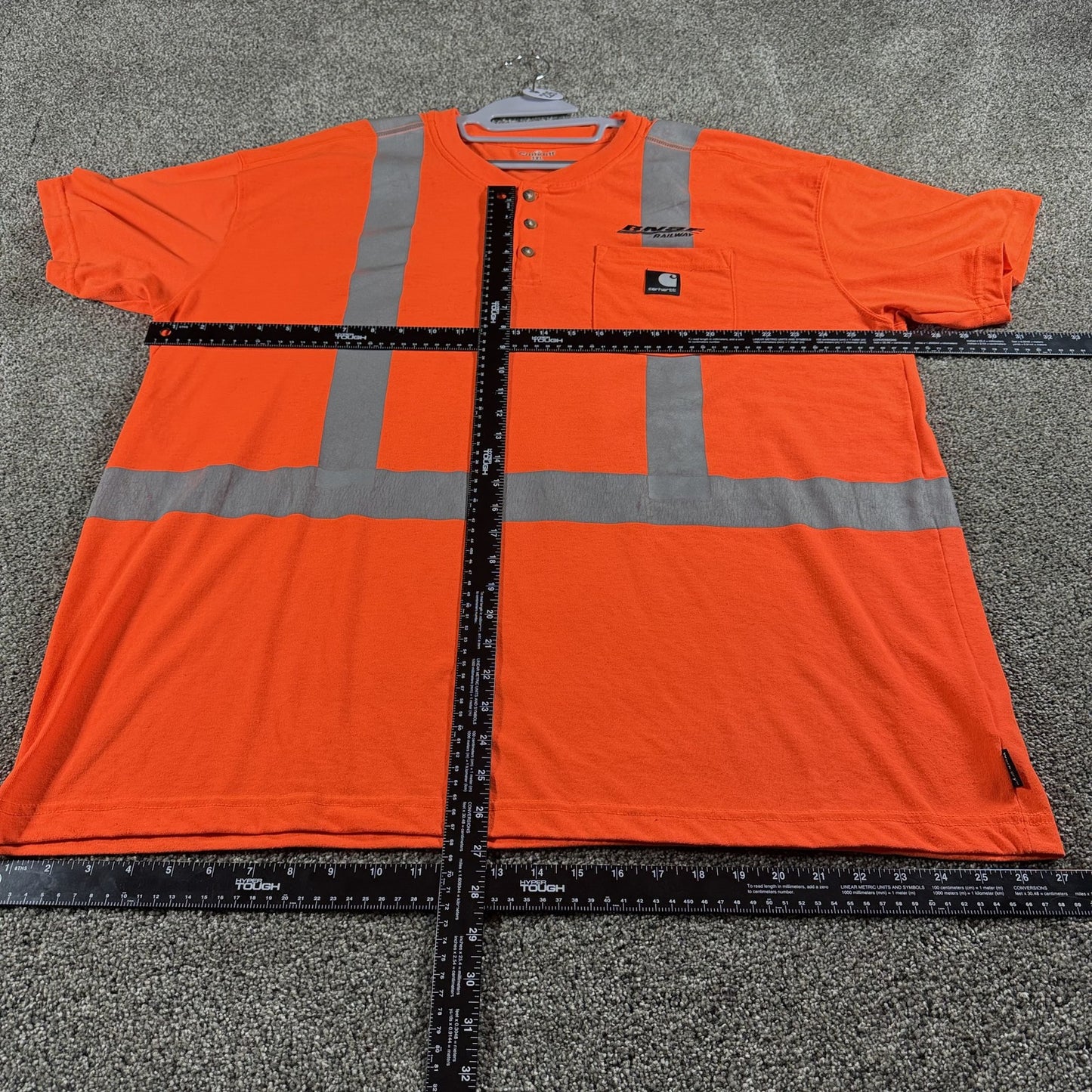 Carhartt Mens Short Sleeve 2XL Orange T Shirt Hi-Vis Reflective BNSF Railway