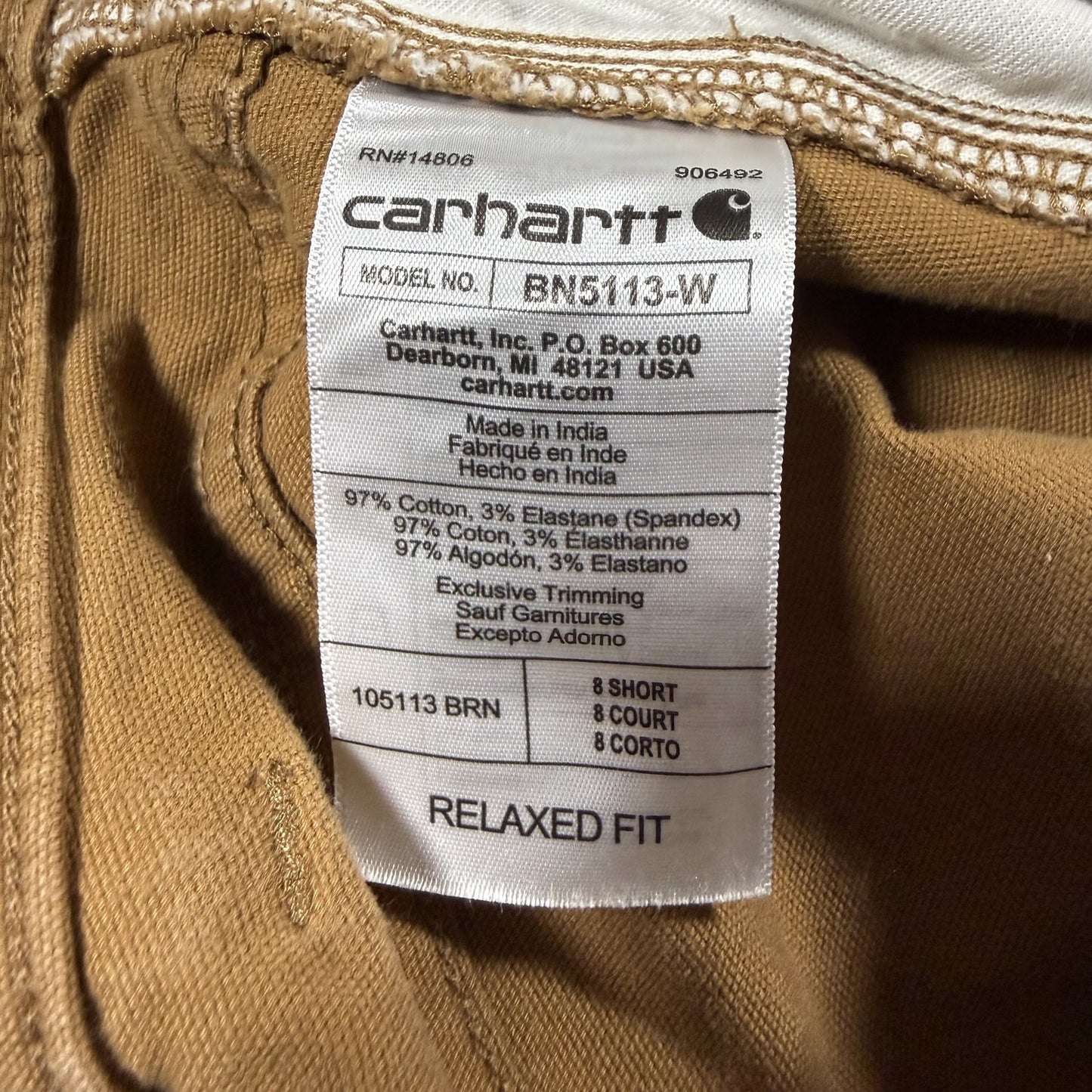 Carhartt Womens Work Pants Size 8 Short Brown Relaxed Fit Carpenter Stained