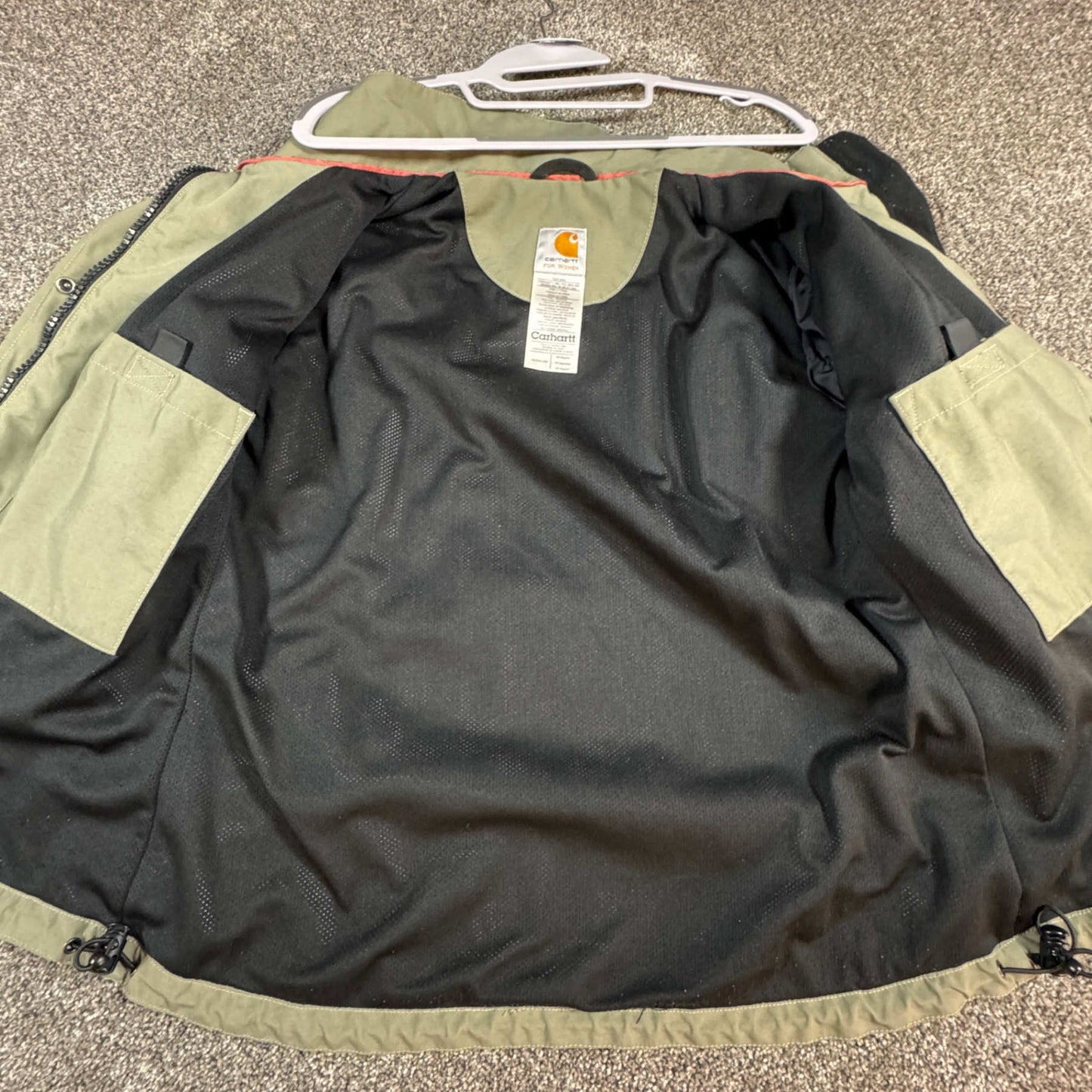 Carhartt Womens Waterproof Jacket XS Green Breathable Full Zip Hooded Coat