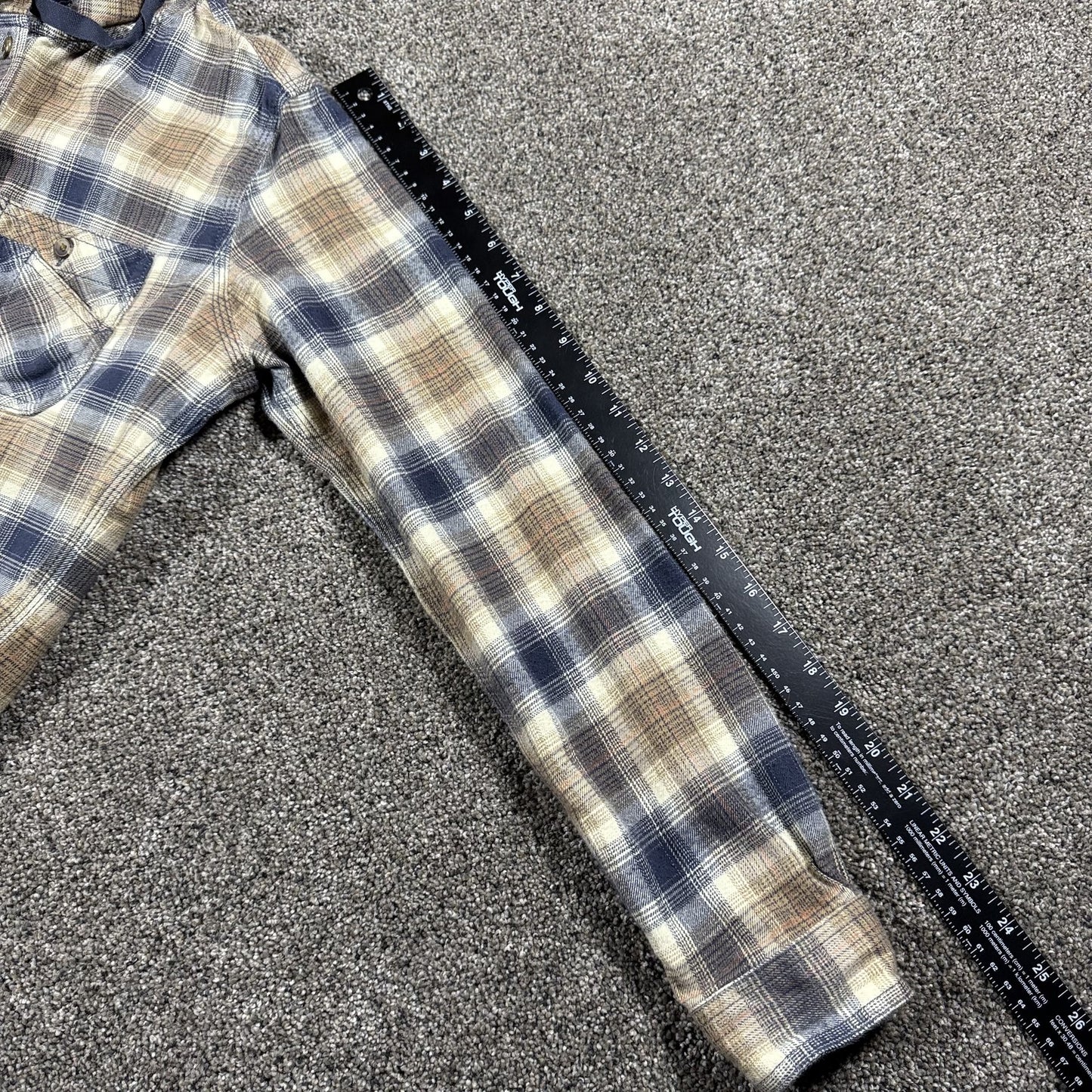 Carhartt Womens Hooded Flannel Shirt S 4/6 Plaid Bluestone Multi Long Sleeve