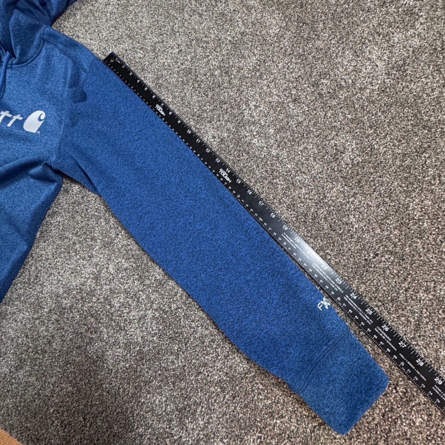 Carhartt Mens Force Hoodie M Blue Heather Relaxed Fit  Sweatshirt Spellout