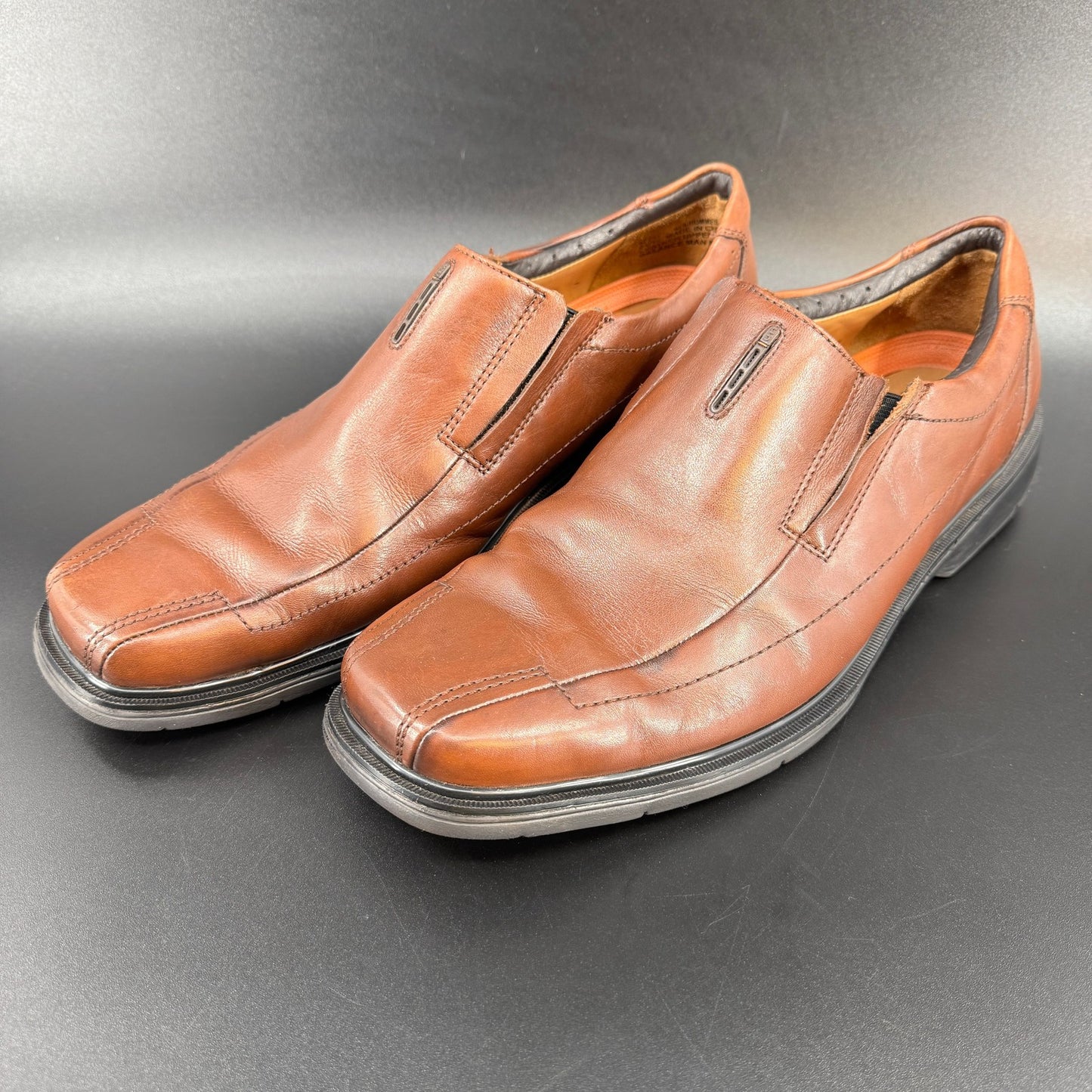 Clarks Mens Unstructured Un Sheridan Square Toe 13W Brown Leather Dress Shoes