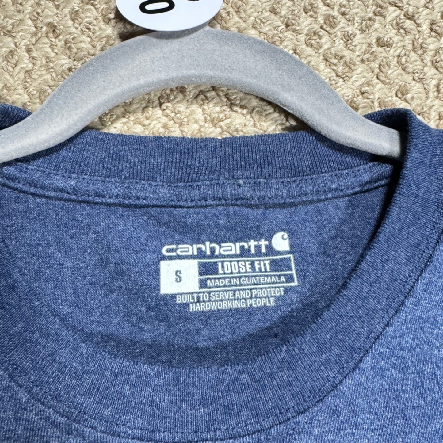 Carhartt Mens K87 Workwear Pocket T-Shirt Size S Blue Loose Fit Heather