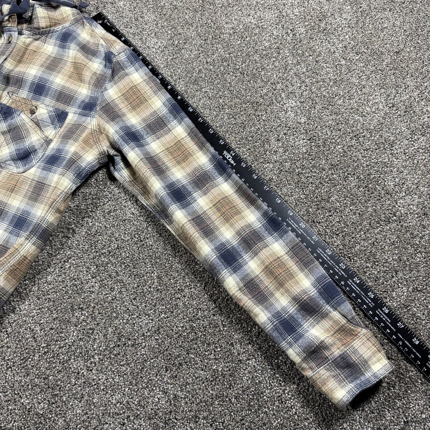 Carhartt Womens Hooded Flannel Shirt S 4/6 Plaid Bluestone Multi Long Sleeve