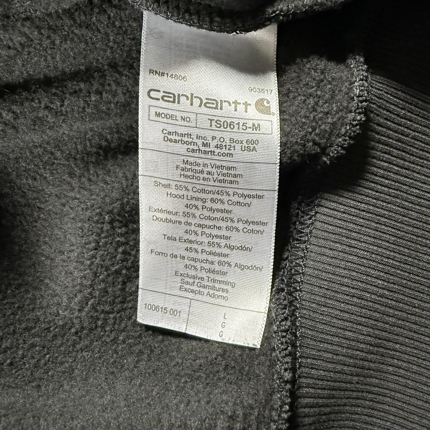 Carhartt Black Mens Hoodie L Rain Defender Loose Fit Pullover Sweatshirt
