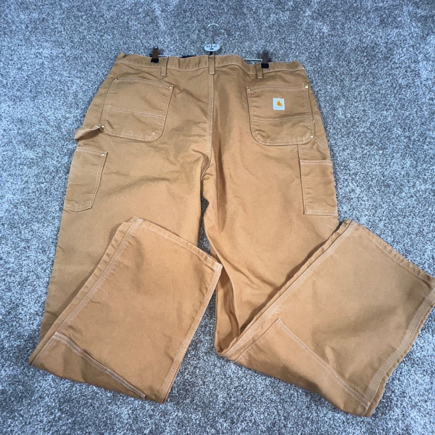 Carhartt Mens B01 Double Knee Work Pants Dungaree Fit 44x34 Brown Cotton Duck