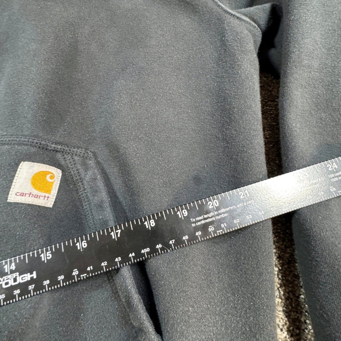 Carhartt Mens Rain Defend Hoodie Sweatshirt L Black Loose Fit Pullover Workwear