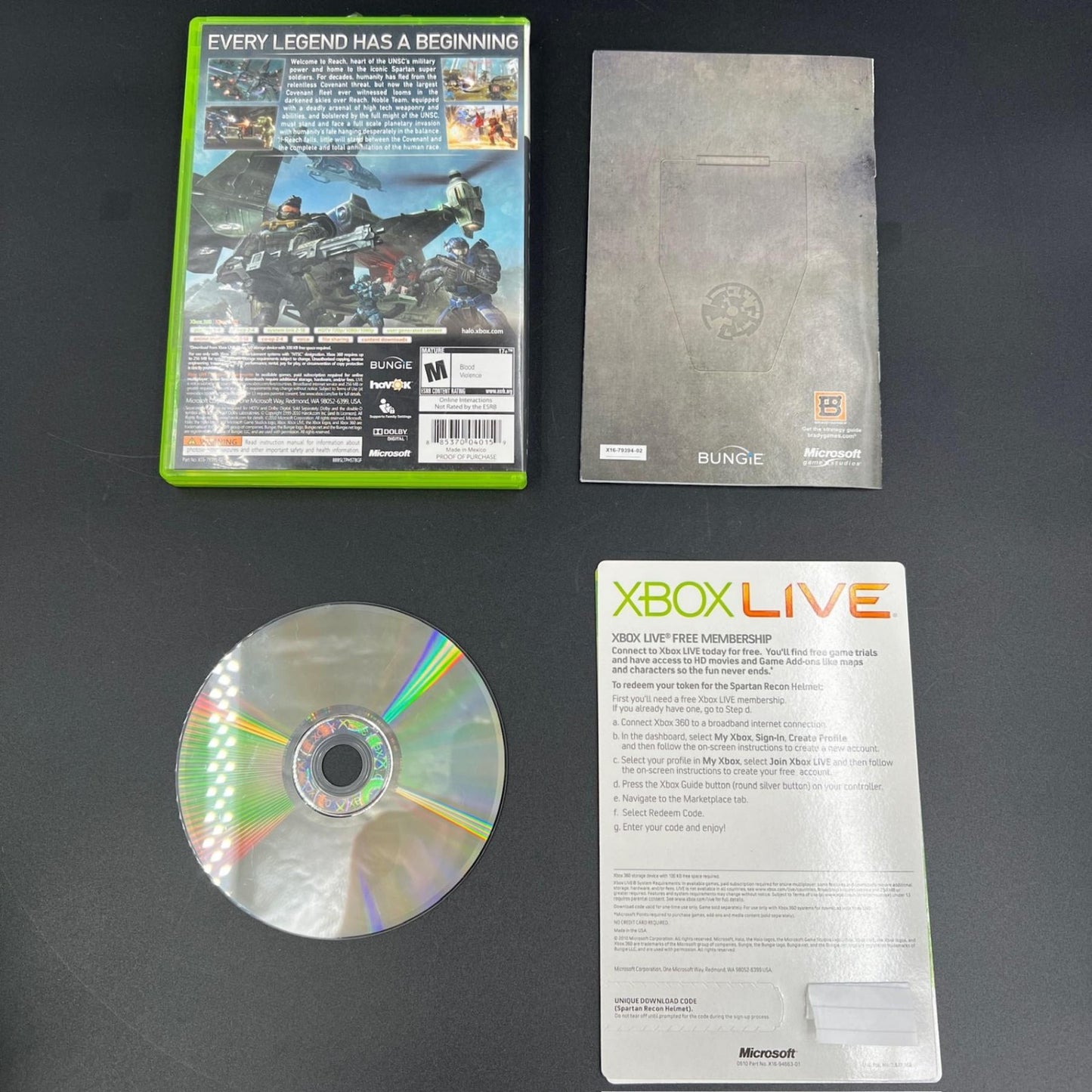 Halo Reach Microsoft Xbox 360 Complete Video Game With Manual Bungie