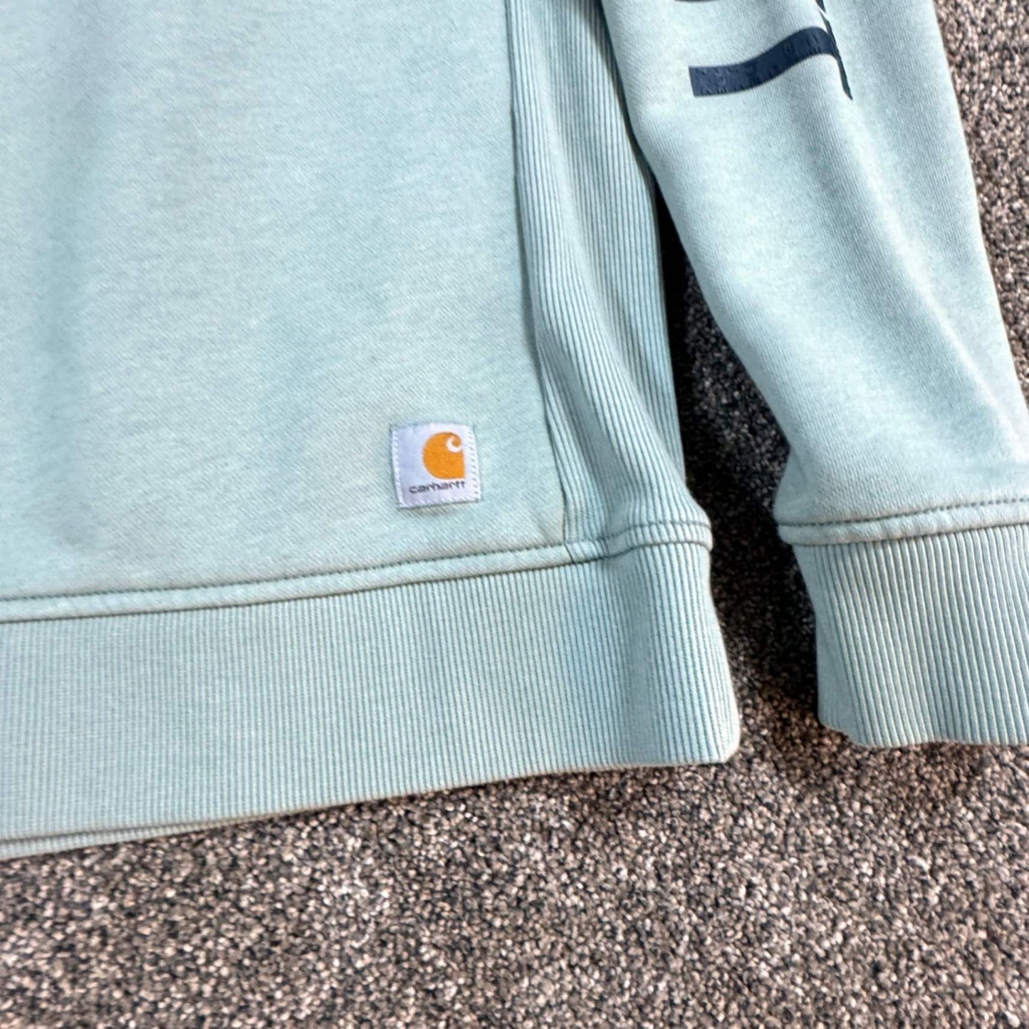 Carhartt Womens Sweatshirt Size M 8-10 Light Green Pullover Spellout Crewneck