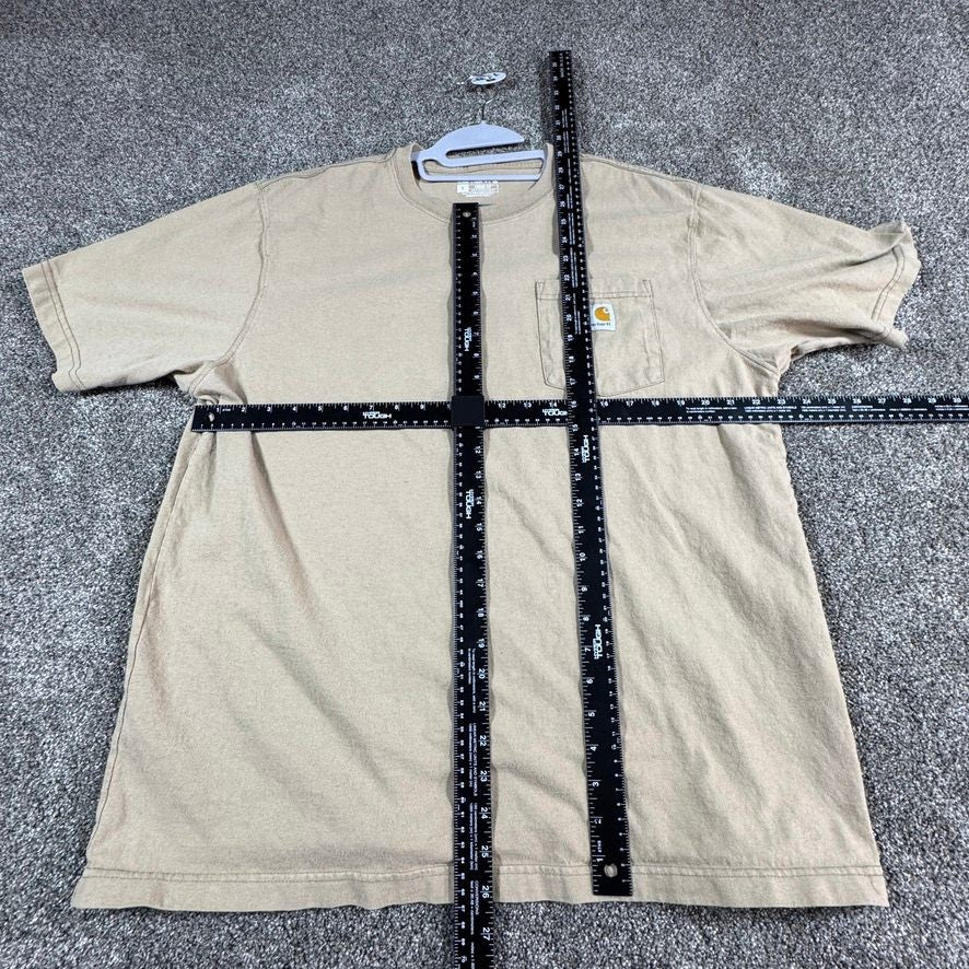Carhartt Mens K87 Pocket T-Shirt Large Tan Loose Fit Workwear Cotton