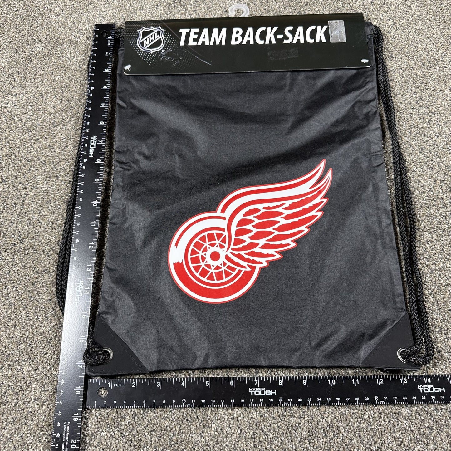 NHL Detroit Red Wings Drawstring Bag Back-Sack Official Licensed Black Logo