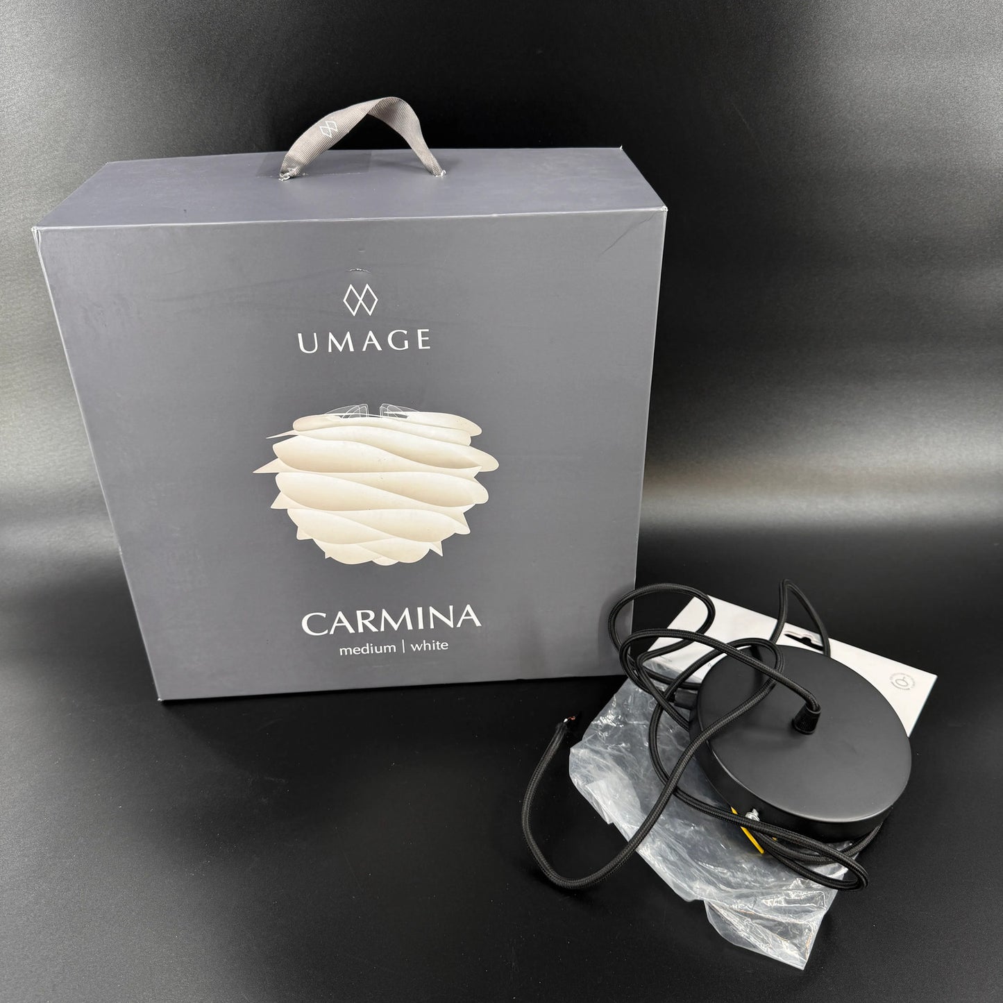 Umage Carmina 19" Medium White Pendant Lampshade Ceiling Light w/Black Cord Set