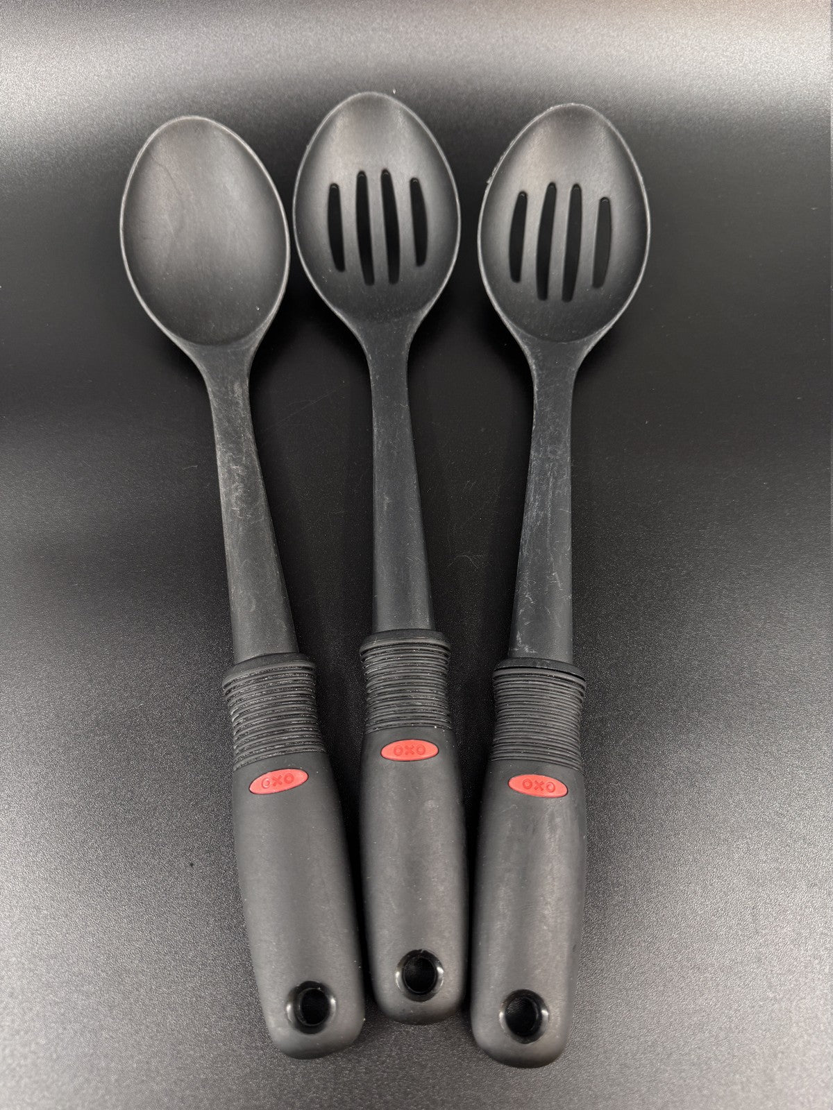 OXO Good Grips Spoons Set Lot of 3 Slotted Solid Serving Nylon Black 13"