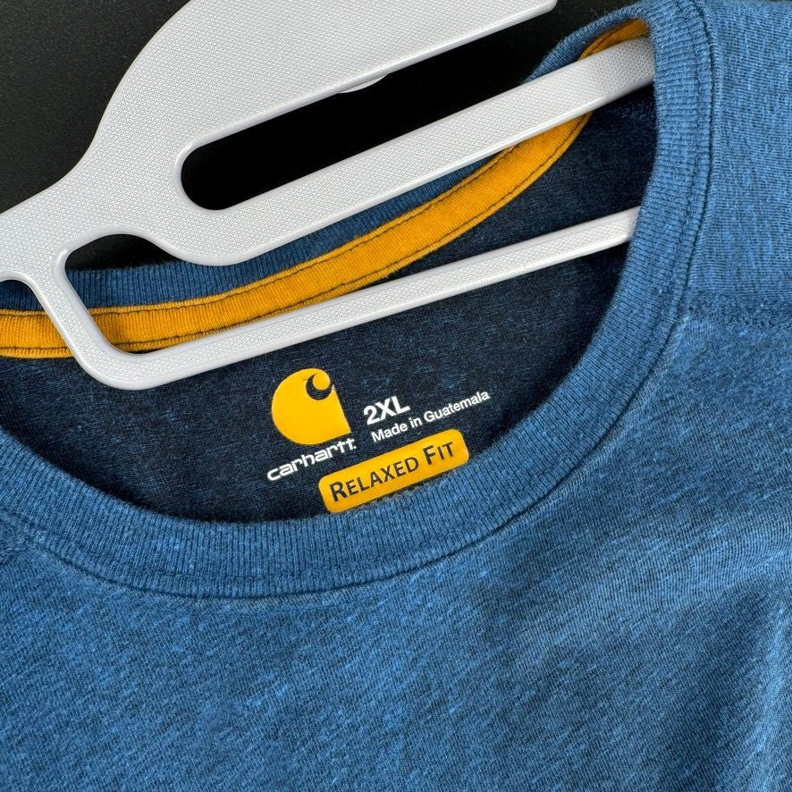Carhartt Mens T-Shirt 2XL Blue Relaxed Fit Short Sleeve Pocket Stains On Front