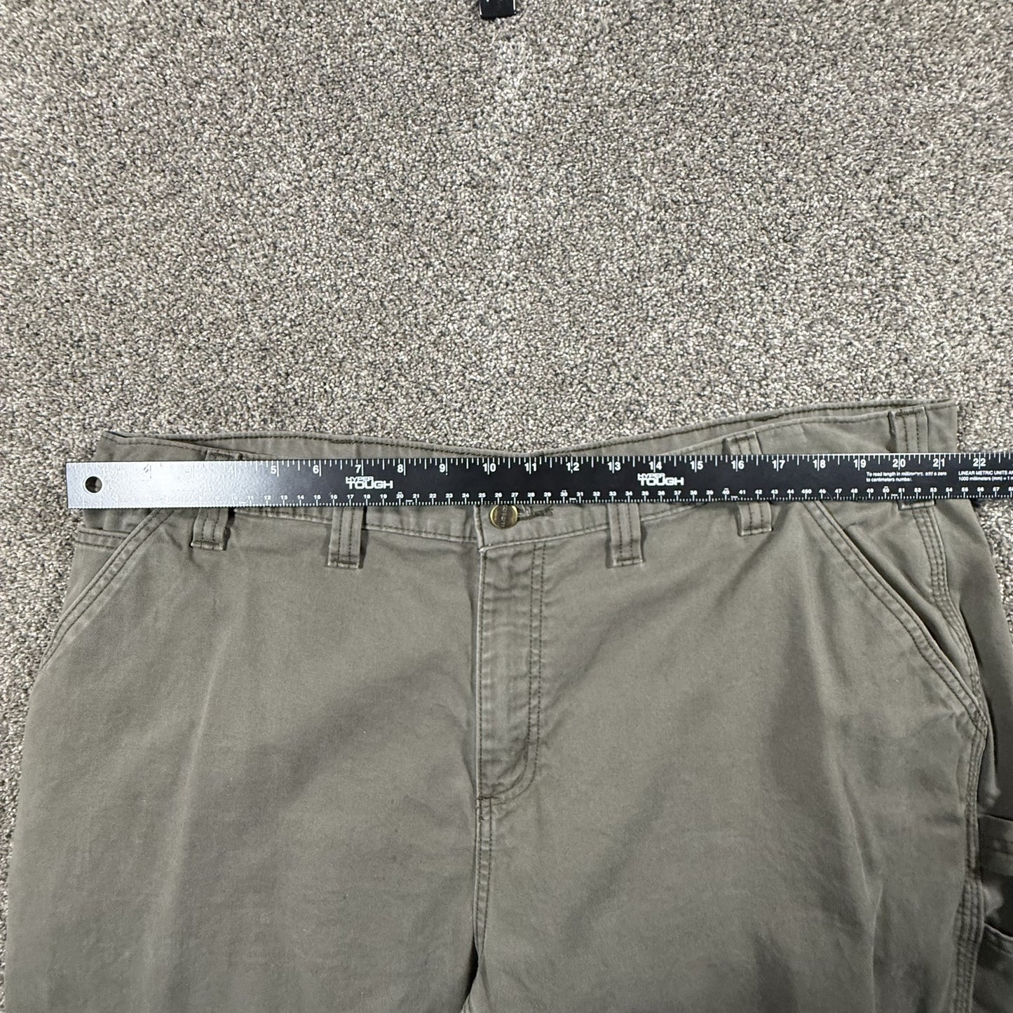 Carhartt Mens Work Pants 44x30 Relaxed Fit Green Cotton Canvas Workwear