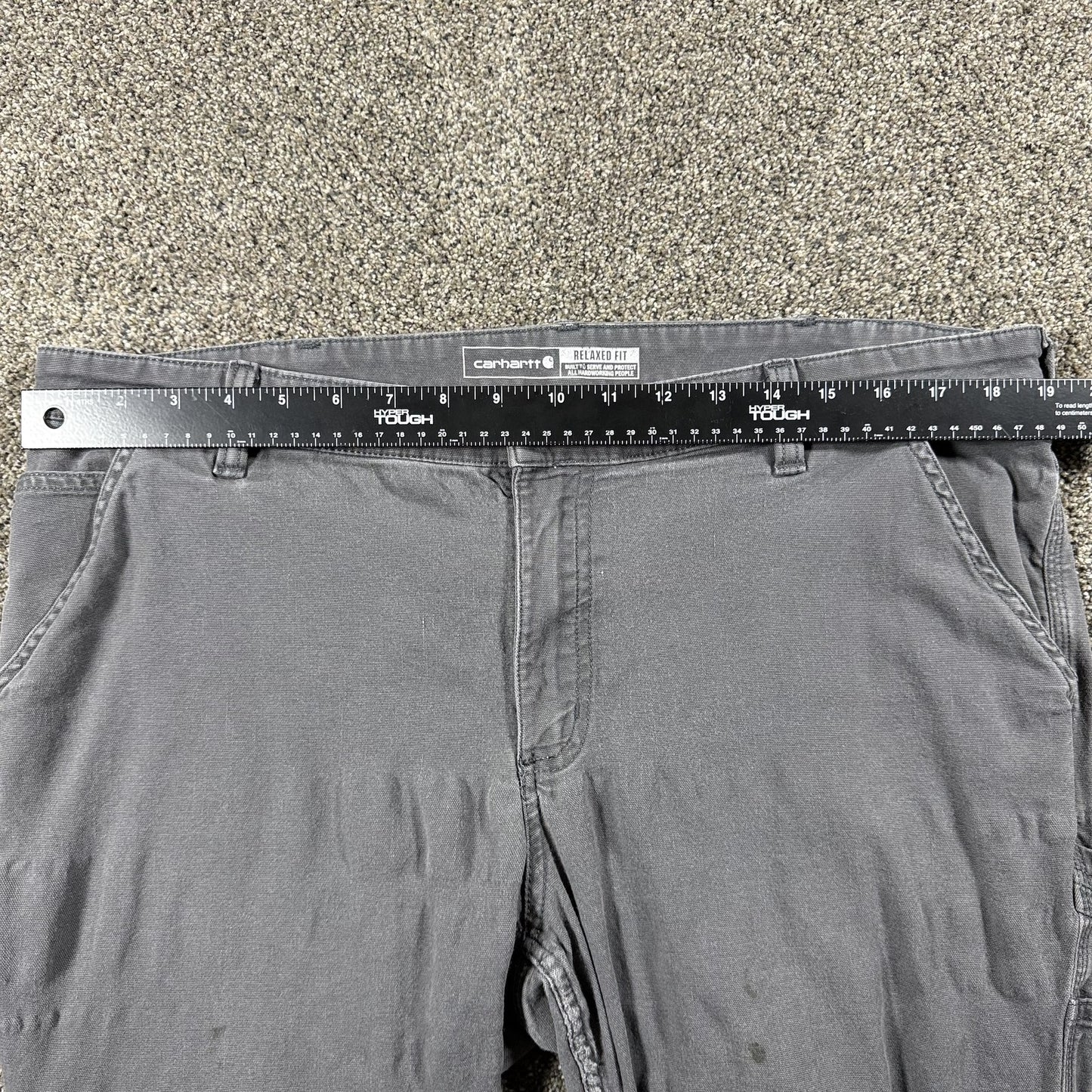 Carhartt Womens Relaxed Fit Work Pants 16 Tall Gray Stretch Cotton Stains/Snags