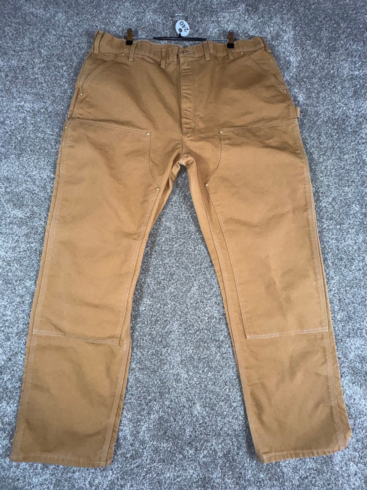 Carhartt Mens B01 Double Knee Work Pants Dungaree Fit 44x34 Brown Cotton Duck