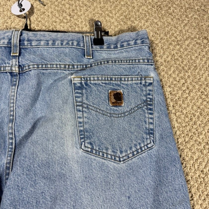 Carhartt Mens Relaxed Fit Jeans Size 44x30 Light Wash Denim Work Pants