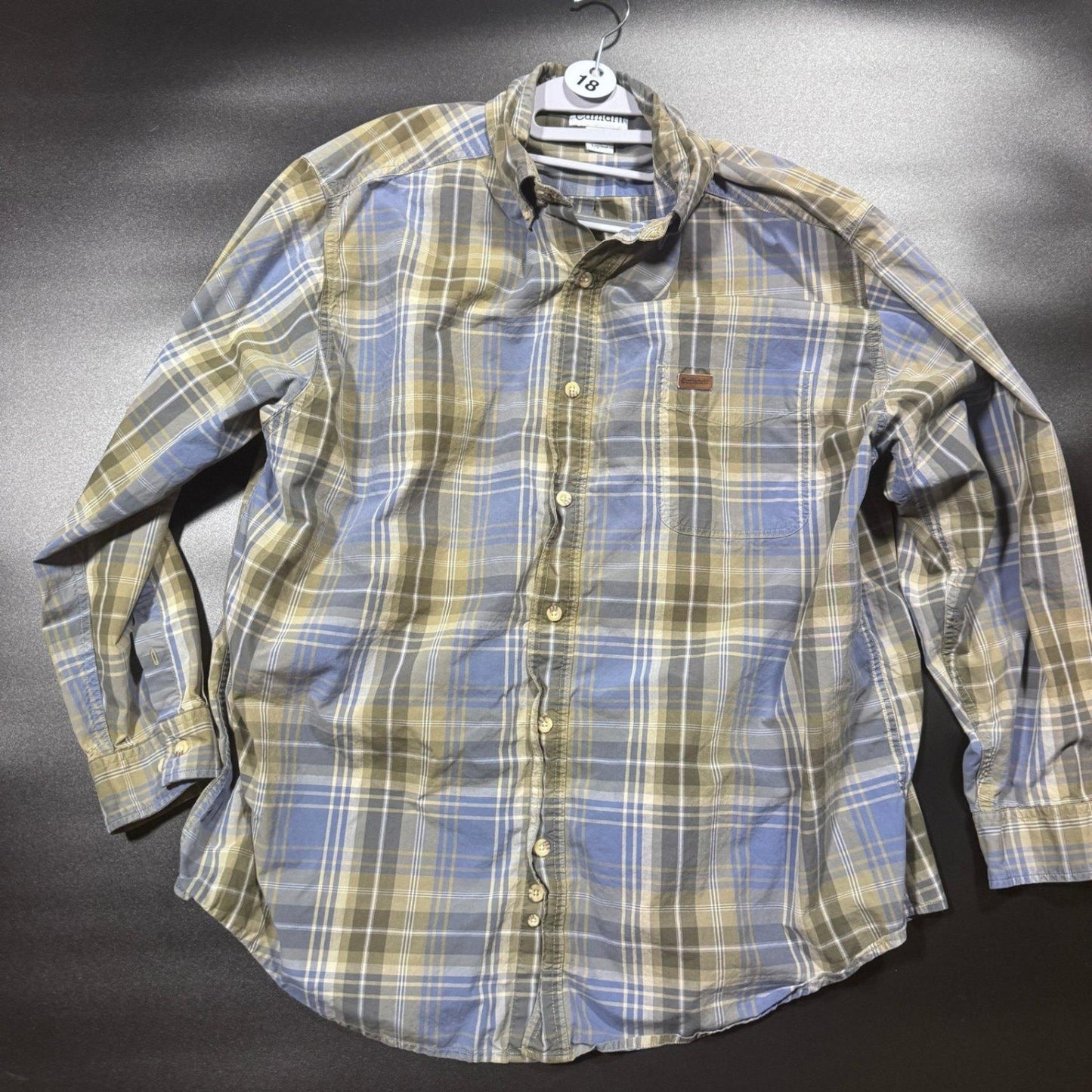 Carhartt Mens XL Plaid Flannel Shirt Long Sleeve Button Down Blue Green