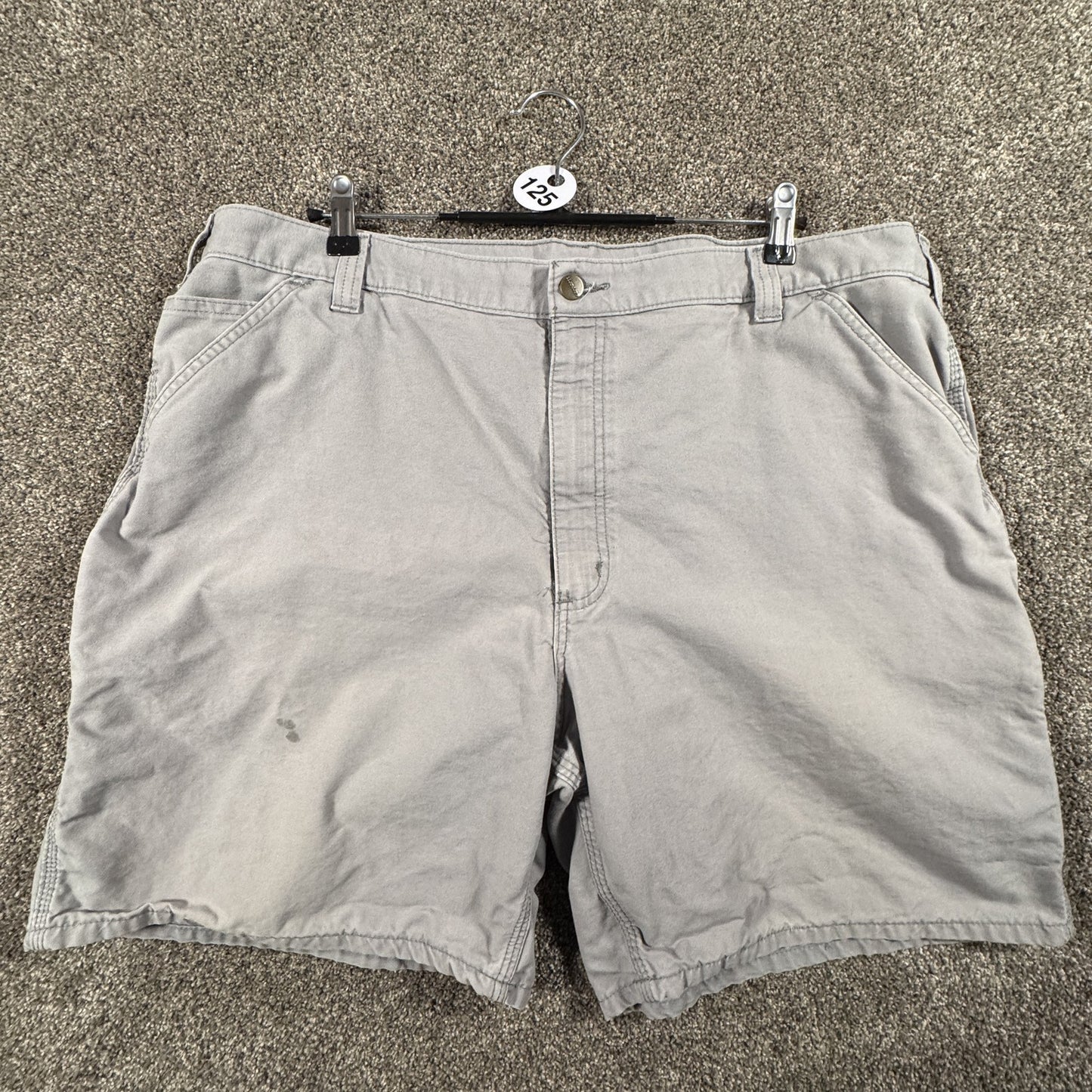 Carhartt Mens Carpenter Work Shorts Size 42 Gray Canvas Cotton Utility Stained