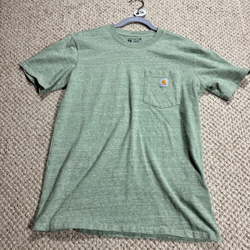 Carhartt Womens Loose Fit Pocket T-Shirt S Green Heather Short Sleeve