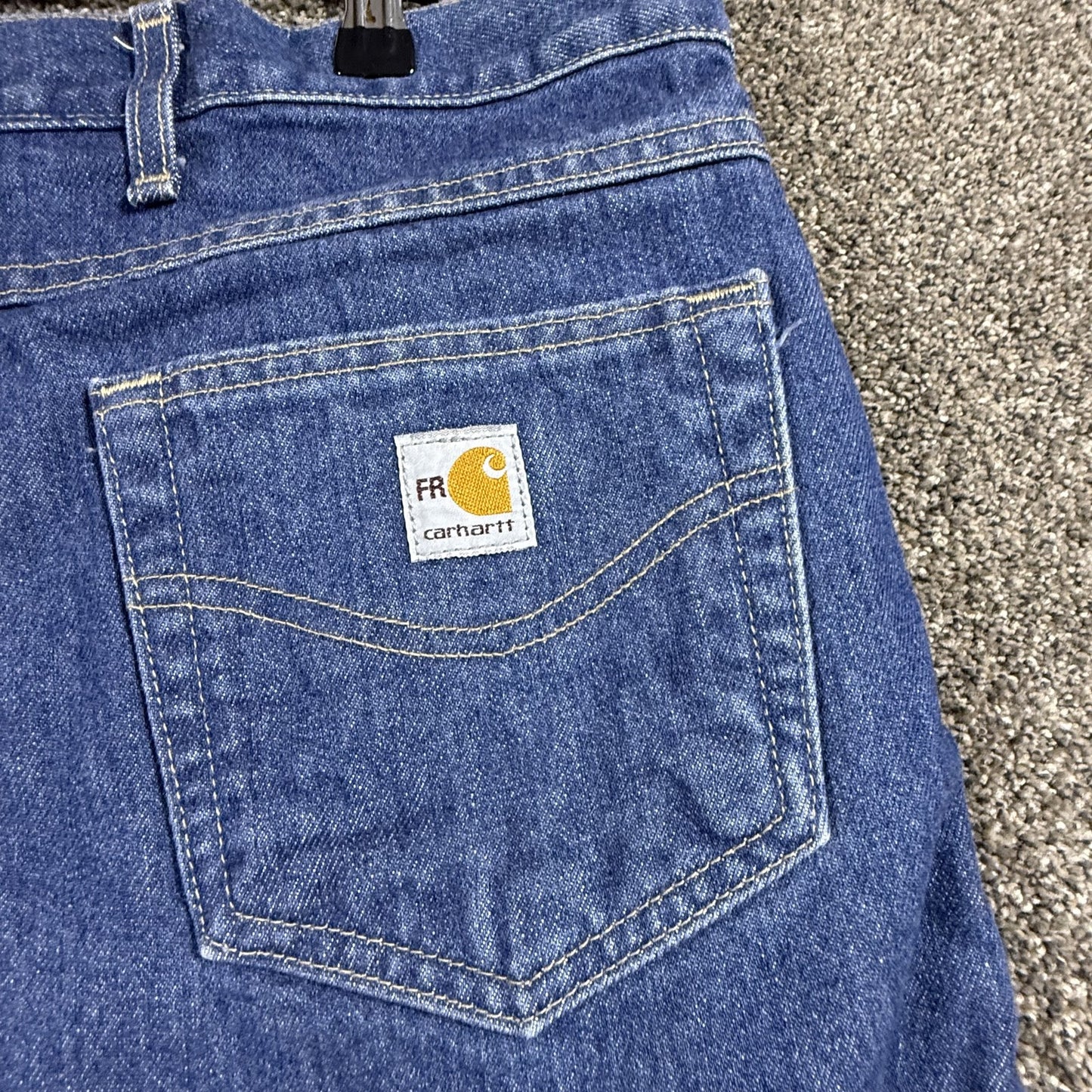 Carhartt Mens FRB160 Flame Resistant Jeans 44x32 Relaxed Fit Straight Leg Denim