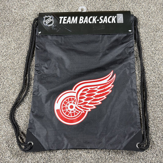 NHL Detroit Red Wings Drawstring Bag Back-Sack Official Licensed Black Logo