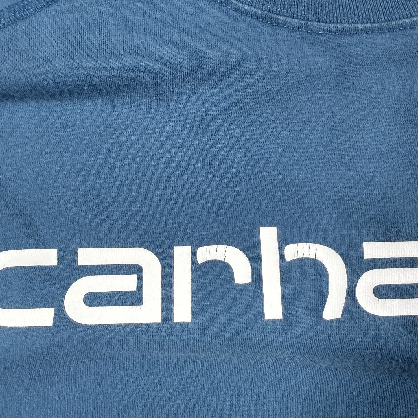Carhartt Mens Force Workwear T-Shirt Size M Blue Relaxed Fit Graphic Logo