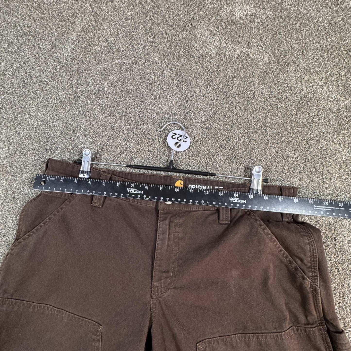 Carhartt Womens Work Pants Size 14 Short Brown Canvas Double Knee Utility