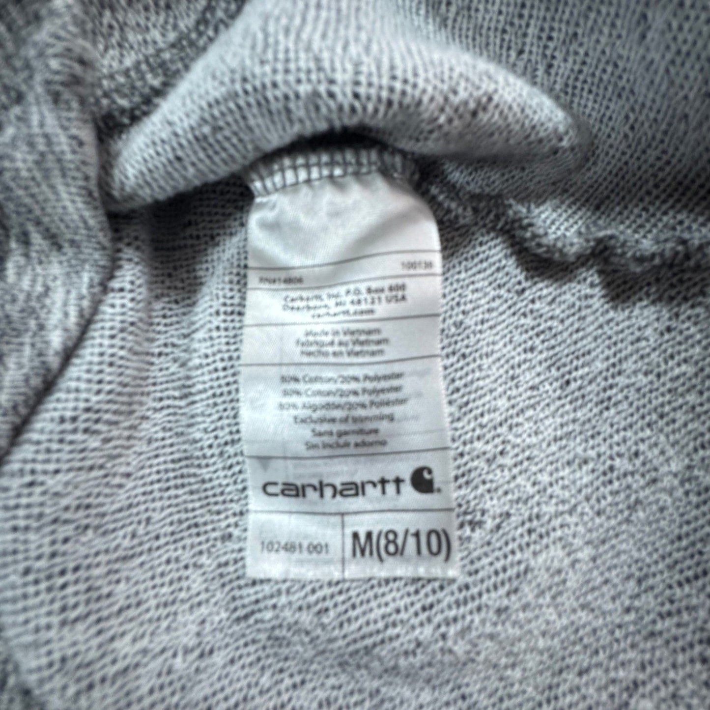 Carhartt Womens Hoodie Sweatshirt M Heather Gray Funnel Neck Pullover Newberry