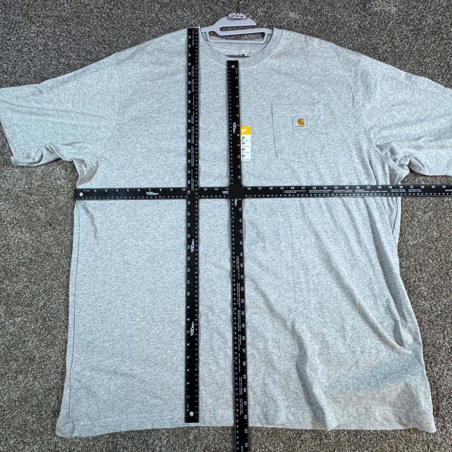 Carhartt Mens K87 Pocket T-Shirt 3XL Tall Heather Gray Loose Fit Work Shirt