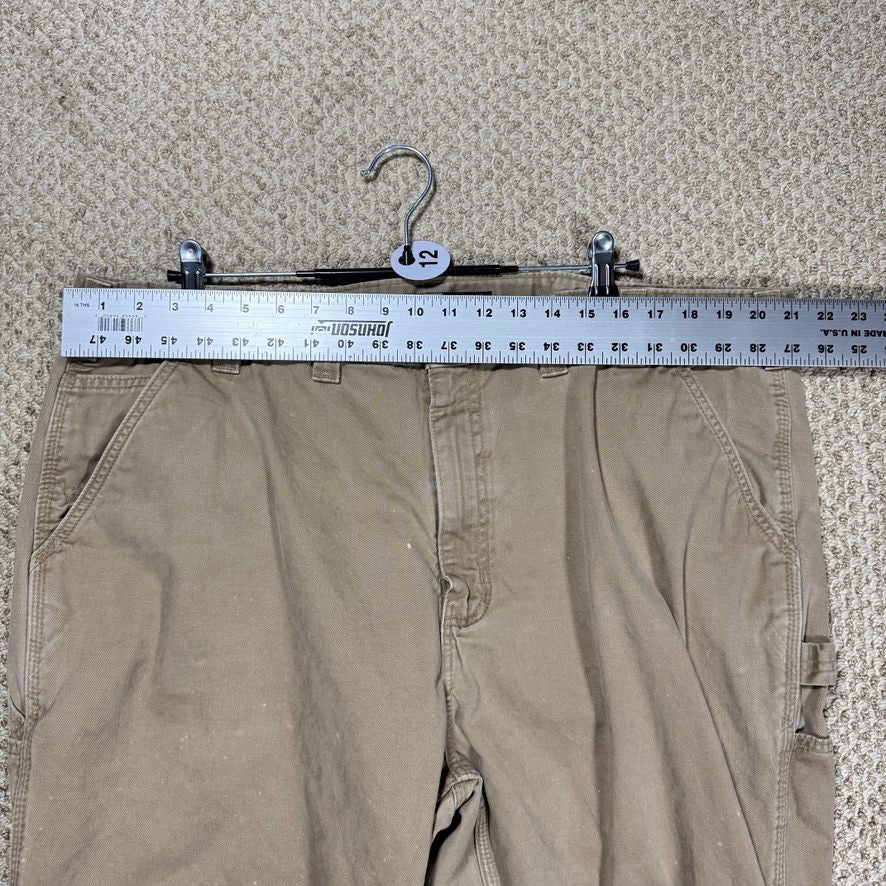 Carhartt Mens Carpenter Pants 44x32 Tan Relaxed Fit Distressed Stained