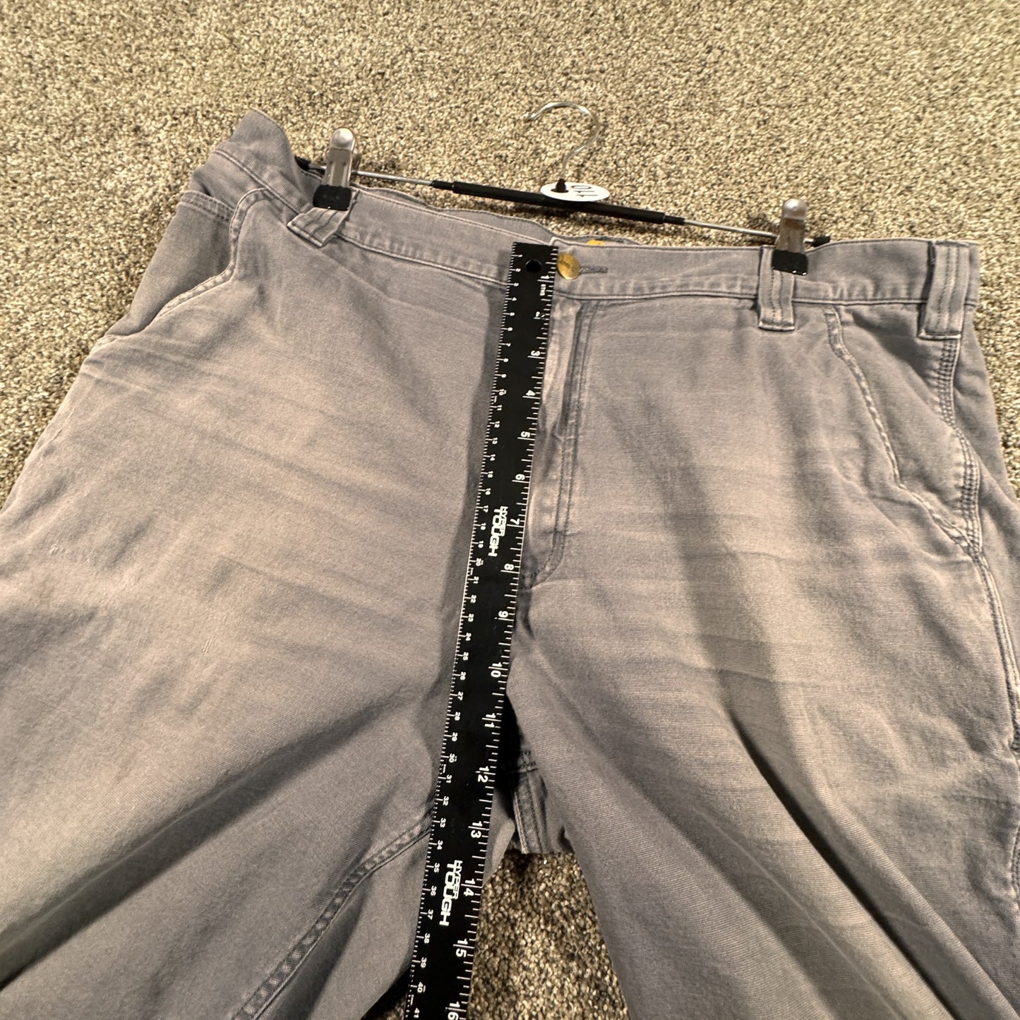 Carhartt Mens Carpenter Work Shorts Size 40 Relaxed Fit Gray Faded Cotton