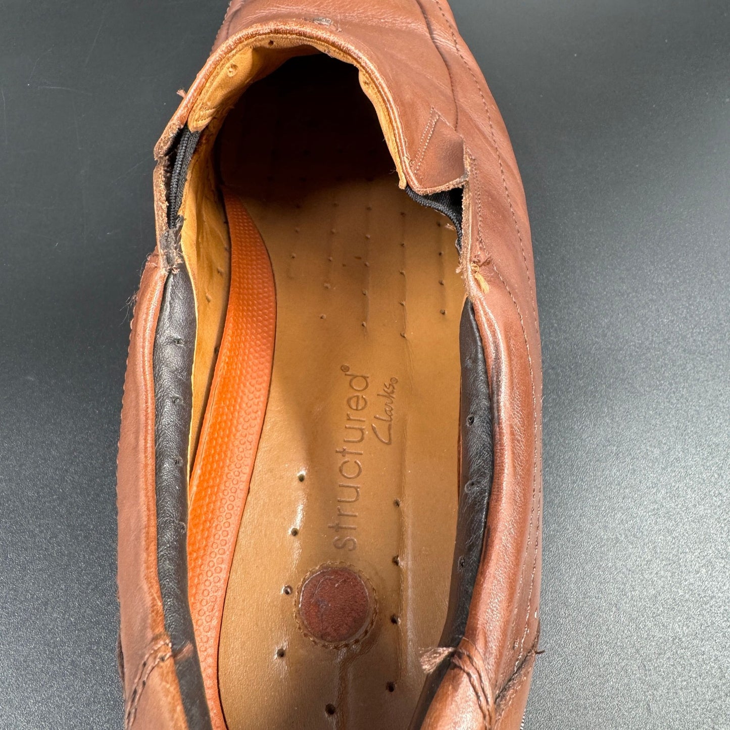 Clarks Mens Unstructured Un Sheridan Square Toe 13W Brown Leather Dress Shoes