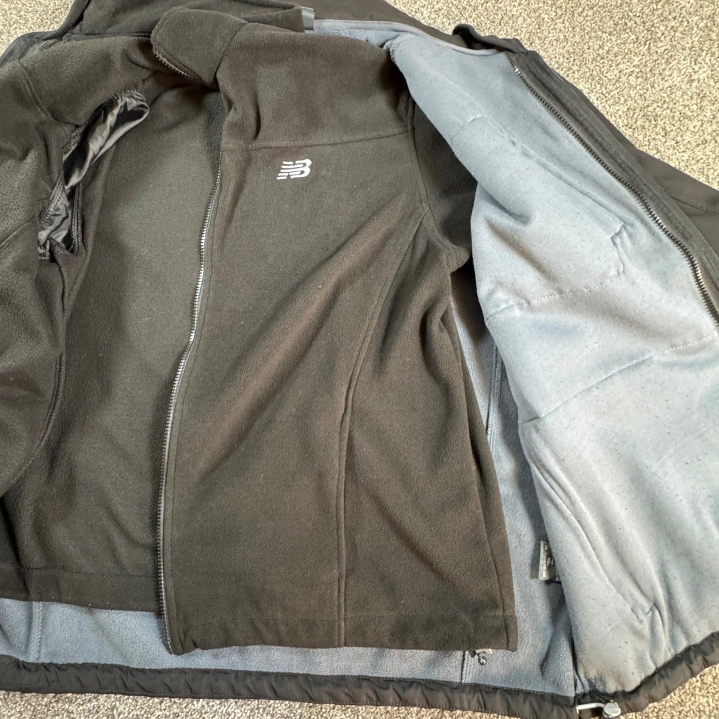 New Balance Mens Heavy Softshell Jacket XL Black Removable Fleece Liner