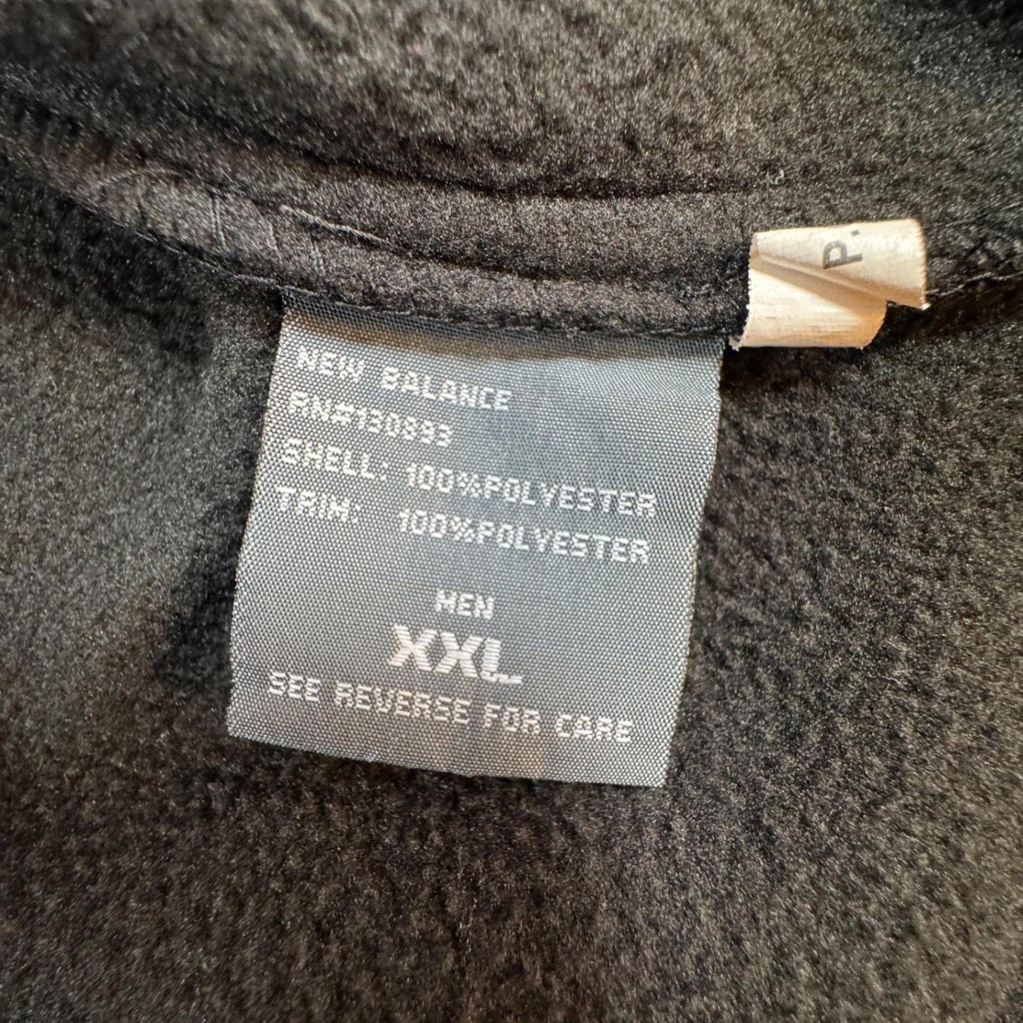 New Balance Mens Fleece Jacket XXL Black Full Zip Quilted Athletic