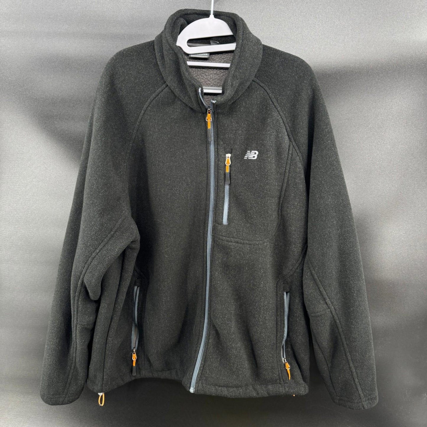 Mens XXL New Balance Fleece Jacket Full Zip Charcoal Gray Heavy Weight